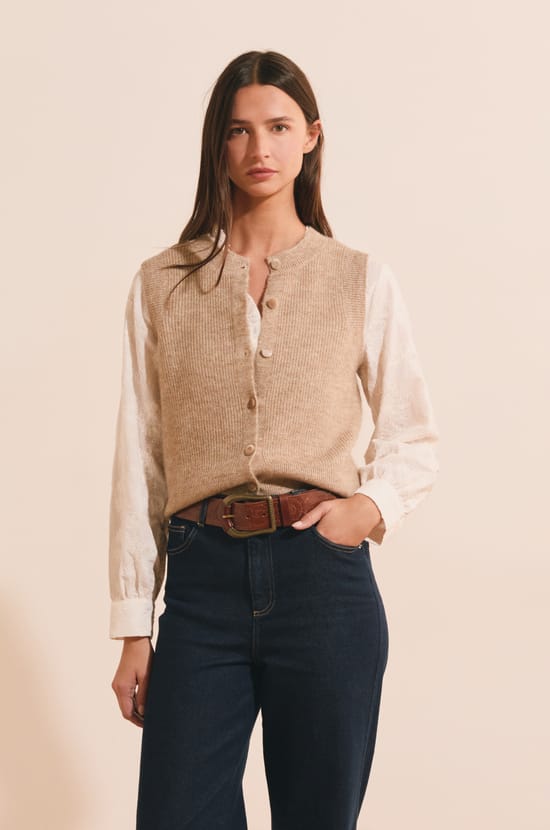 Gilet sans manches avec laine;${refinementColor}