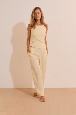 Pantalon de pyjama satin&eacute;;${refinementColor}