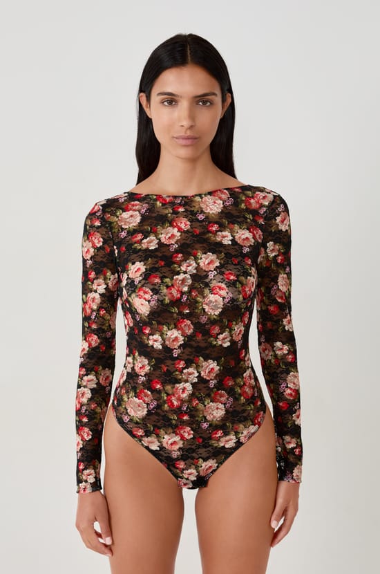 Body con estampados de encaje espalda descubierta;${refinementColor}