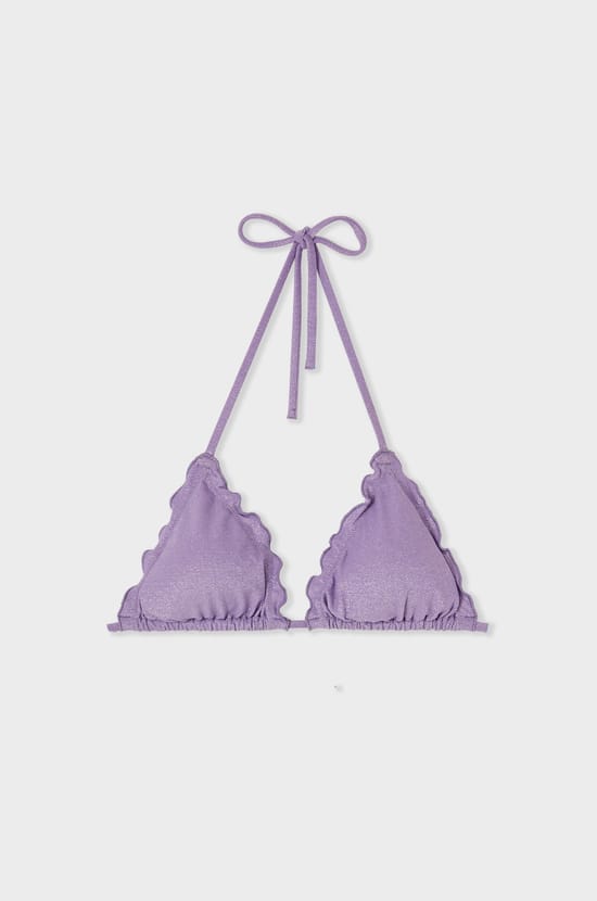 Haut de maillot de bain triangle paillet&eacute; avec pads amovibles;${refinementColor}