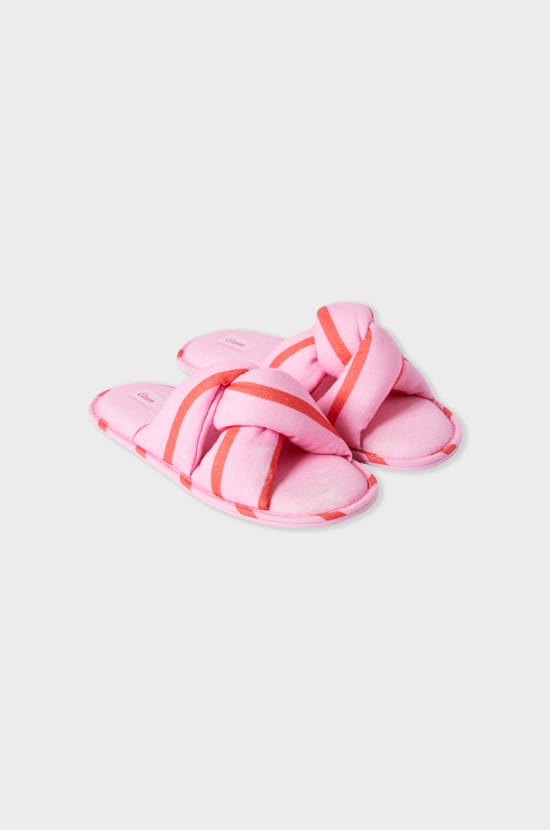 Pantuflas abiertas de rayas;${refinementColor}