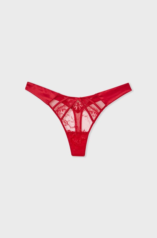 Lace and Satin Thong;${refinementColor}