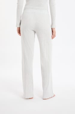 Straight ribbed cotton pyjama trousers;${refinementColor}