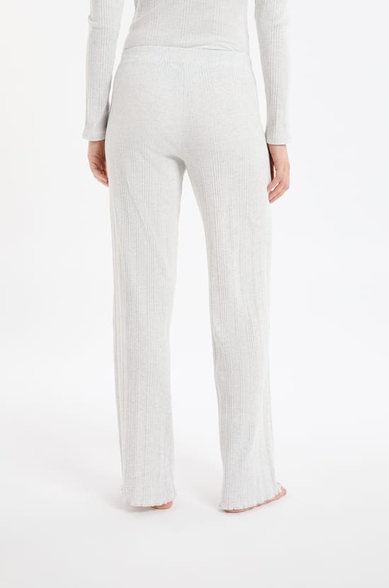 Pantalon de pyjama droit côtelé en coton;${refinementColor}