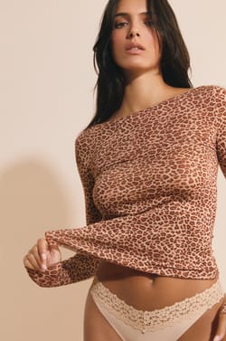T-shirt thermique col bateau avec cachemire;${refinementColor}