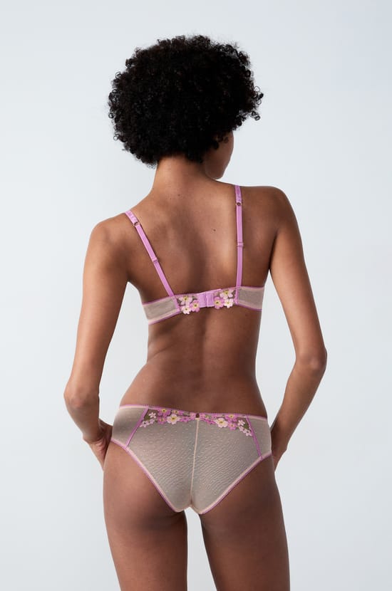 Unlined Demi Bra with Floral Embroidery;${refinementColor}