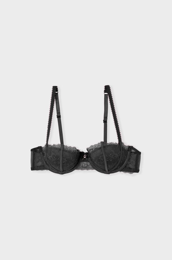 Soutien-gorge push up balconnet en dentelle et satin;${refinementColor}