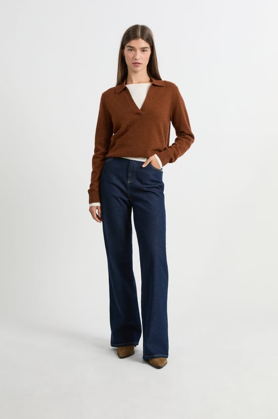 Pull col polo en cachemire;${refinementColor}