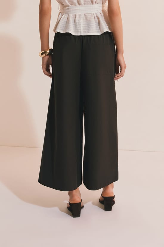 Pantalon &agrave; taille ajust&eacute;e en coton;${refinementColor}