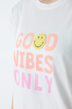 Smiley®Originals 'Good Vibes Only' Short-Sleeved Cotton T-Shirt;${refinementColor}