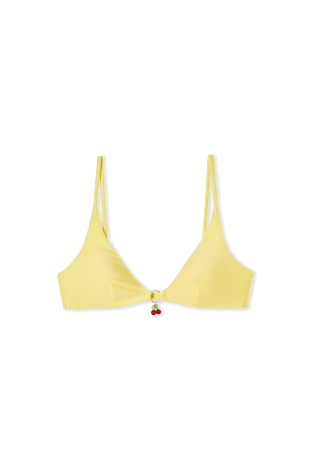 Haut de maillot de bain triangle satin&eacute; avec charm cerise;${refinementColor}