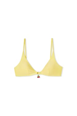 Haut de maillot de bain triangle satin&eacute; avec charm cerise;${refinementColor}