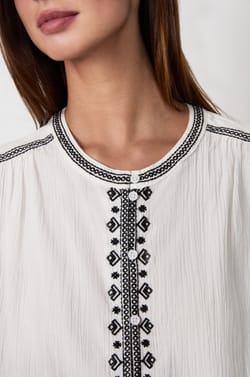 Embroidered cotton blouse;${refinementColor}