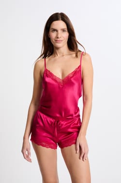 Short en soie détails dentelle;${refinementColor}