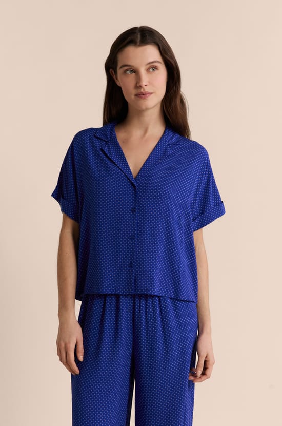 Koszula piżamowa z kr&oacute;tkimi rękawami w groszki;${refinementColor}