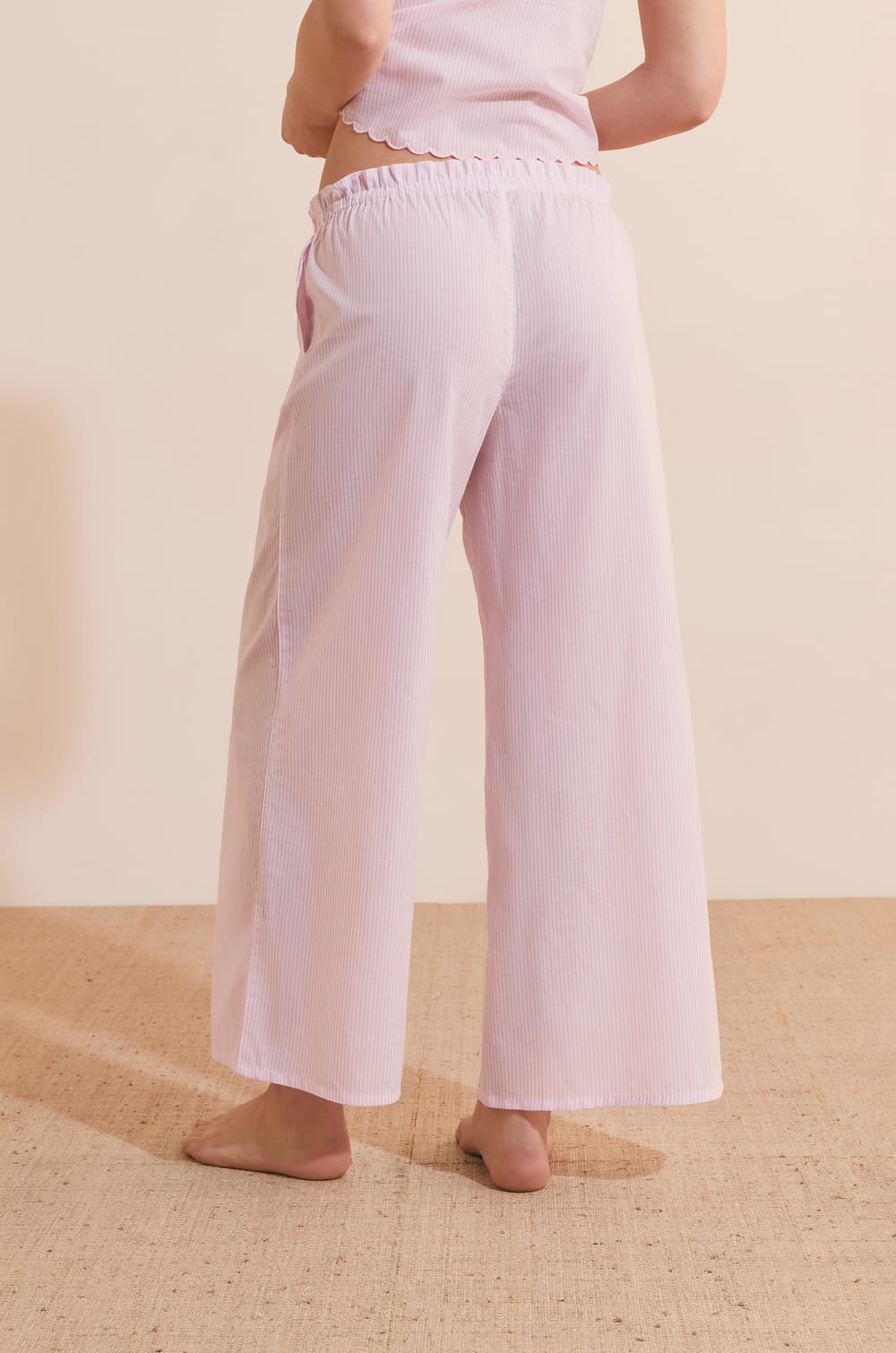 Pantalon de pyjama &agrave; rayures en coton;${refinementColor}