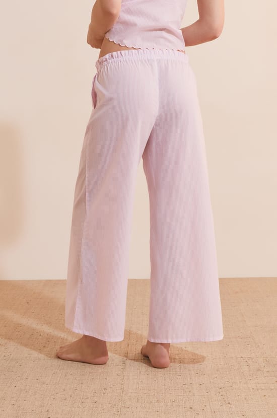 Pantalon de pyjama &agrave; rayures en coton;${refinementColor}