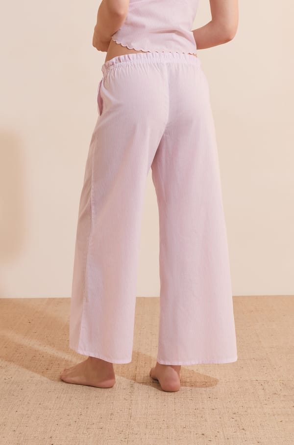 Pantalon de pyjama à rayures en coton;${refinementColor}