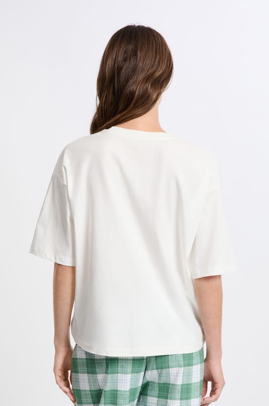 Short-Sleeved Cotton Pajama T-Shirt;${refinementColor}