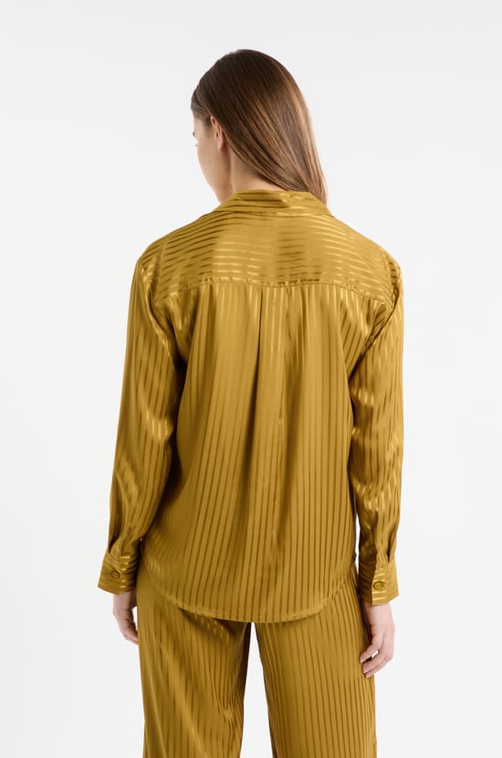 Chemise de pyjama satinée à rayures;${refinementColor}