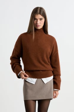 Pull col roulé en cachemire;${refinementColor}
