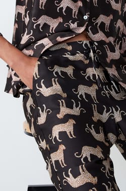 Satin Pyjama Trousers with Patterns;${refinementColor}