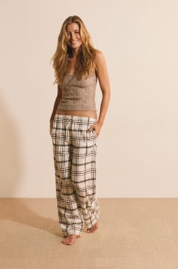 Pantalon de pyjama &agrave; carreaux en coton;${refinementColor}