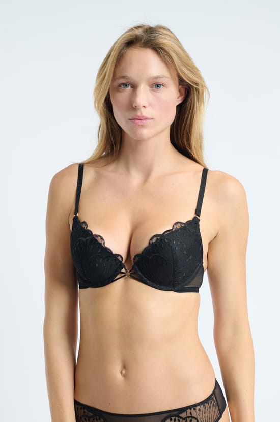 Soutien-gorge N.2 - Le push-up plongeant en broderie florale;${refinementColor}