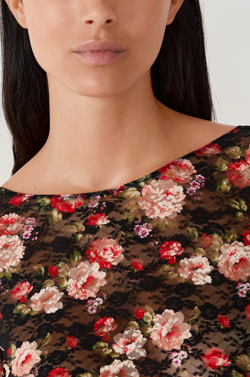 Body à imprimés en dentelle dos nu;${refinementColor}
