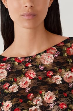 Body à imprimés en dentelle dos nu;${refinementColor}