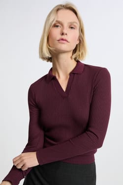 T-shirt manches longues col V;${refinementColor}