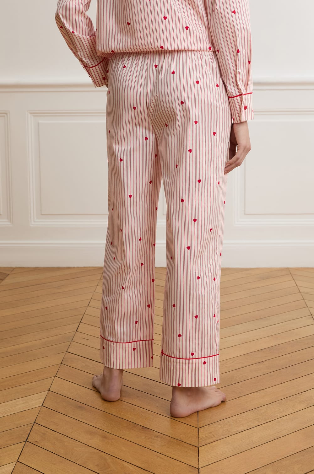 Pantalon de pyjama &agrave; rayures et c&oelig;urs avec coton;${refinementColor}
