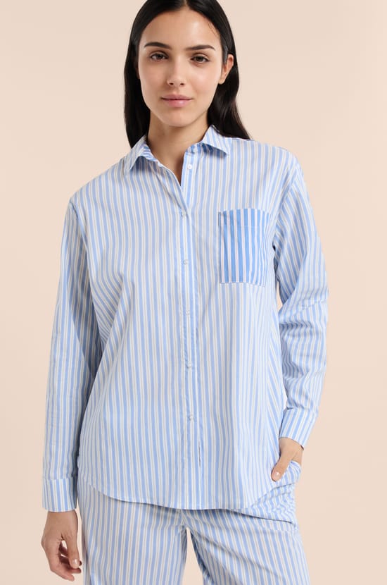 Striped Pyjama Shirt;${refinementColor}