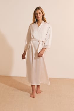 Satin Robe with Lace Details;${refinementColor}