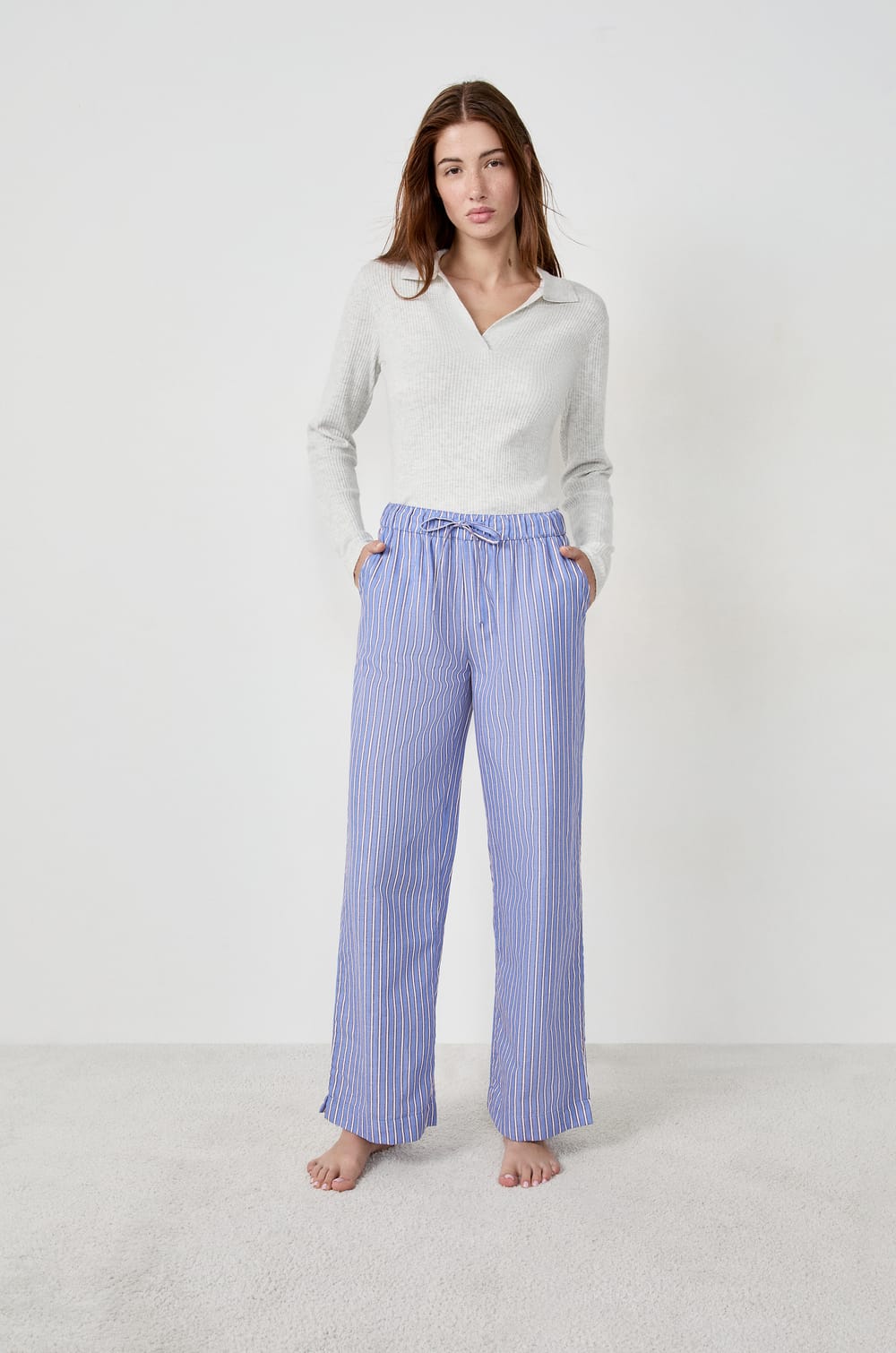 Pantalon de pyjama à rayures;${refinementColor}