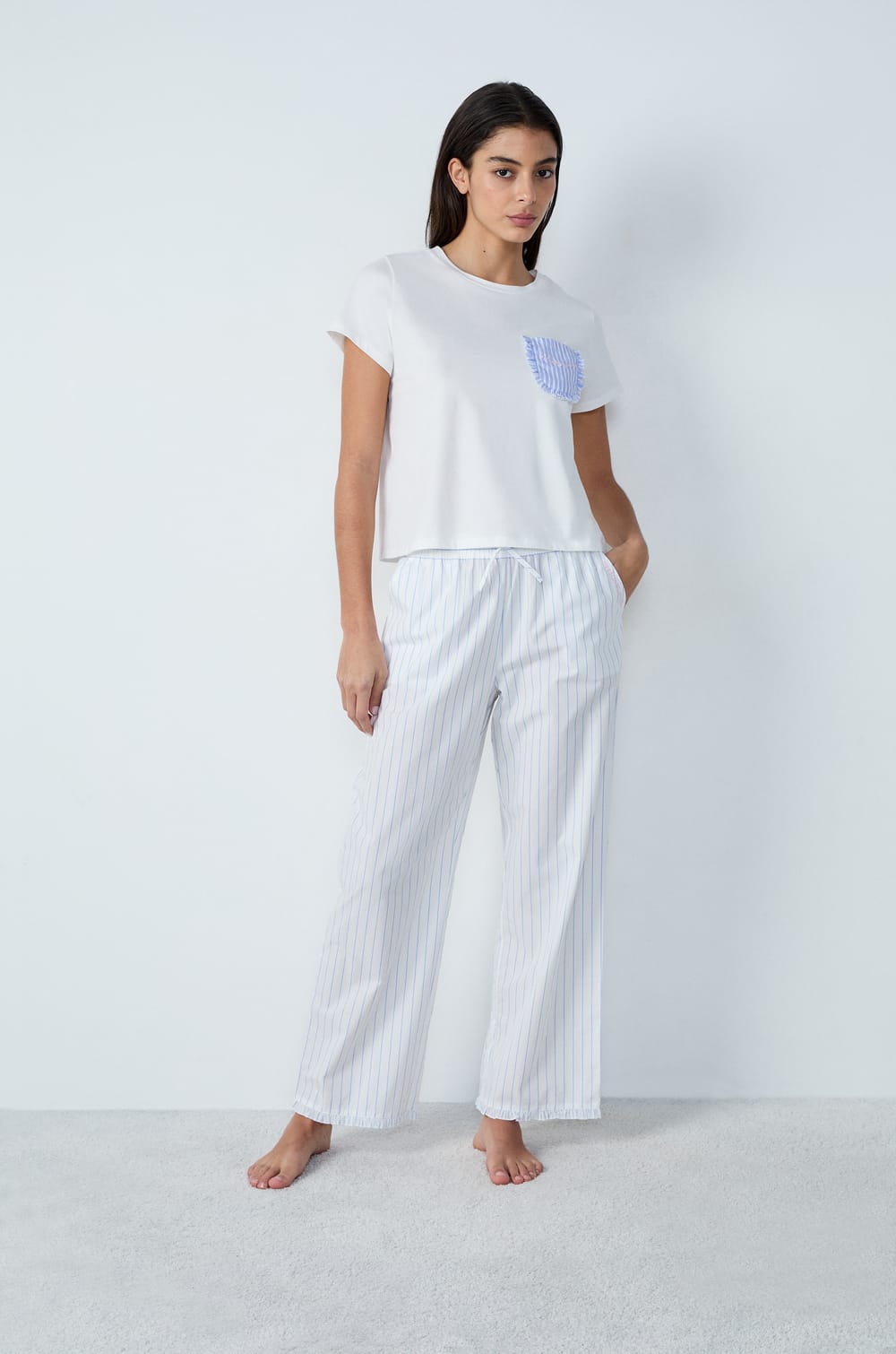 T-shirt manches courtes en coton brodé "Lucky you;${refinementColor}