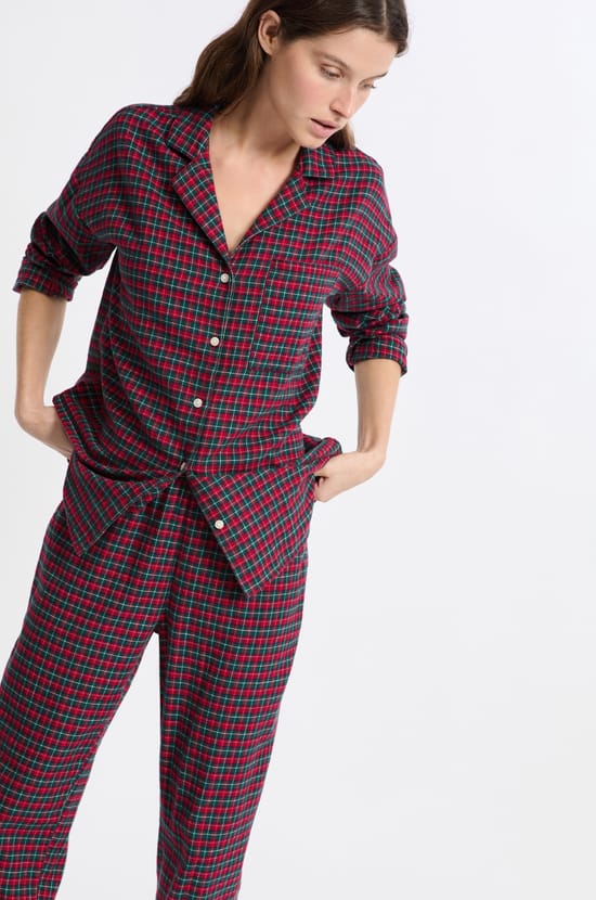 Ensemble de pyjama 2 pièces à carreaux en coton;${refinementColor}