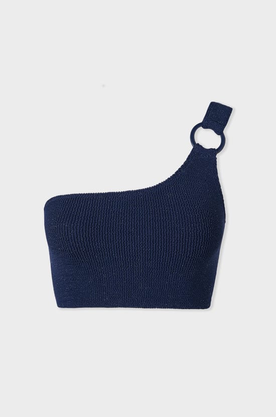 Brassi&egrave;re asym&eacute;trique haut de maillot en mati&egrave;re extensible;${refinementColor}