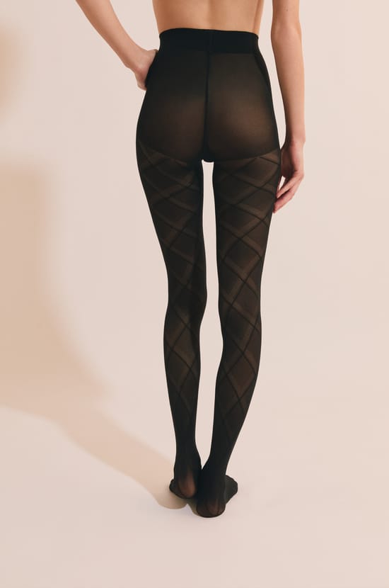 Collant opaque &agrave; motifs losanges - 60 Deniers ;${refinementColor}