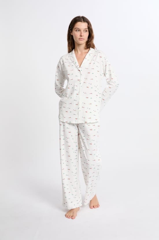 Chemise de pyjama à motifs en coton;${refinementColor}