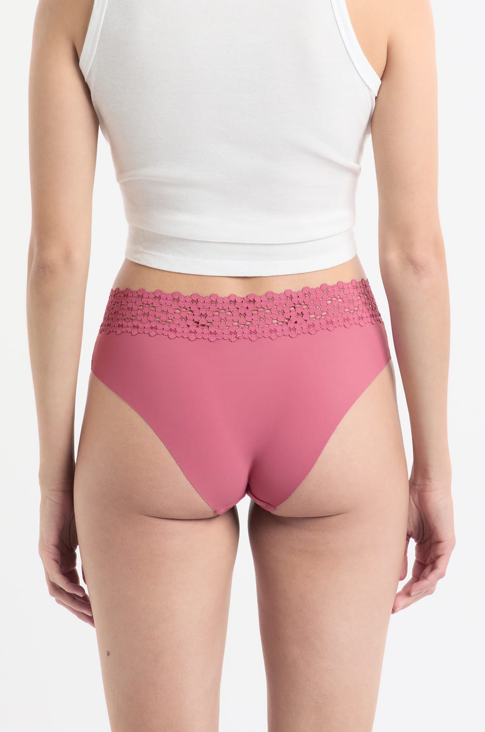 Hipster V-Form aus Mikrofaser und Spitze;${refinementColor}