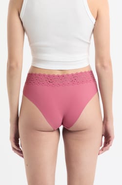 Hipster V-Form aus Mikrofaser und Spitze;${refinementColor}