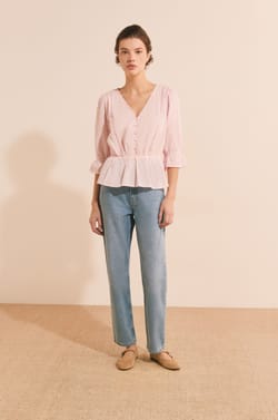Blouse avec broderie en coton;${refinementColor}