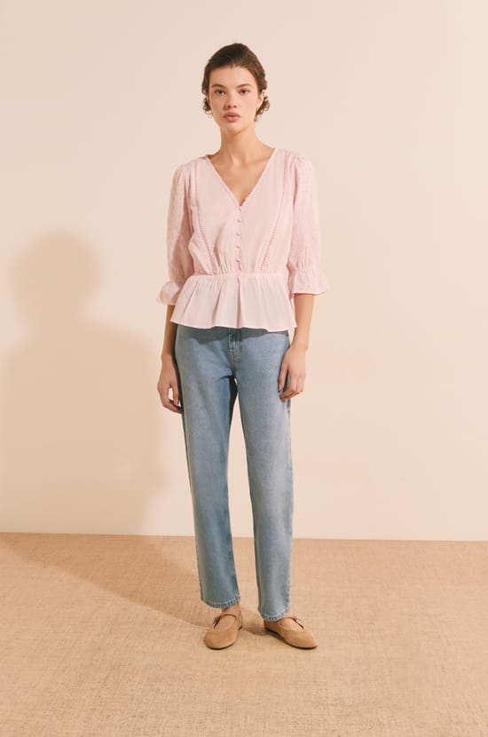 Blouse avec broderie en coton;${refinementColor}
