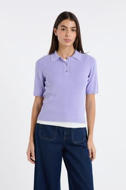 Polo manches courtes en maille fine;${refinementColor}
