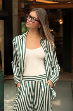 Striped Satin Shirt;${refinementColor}