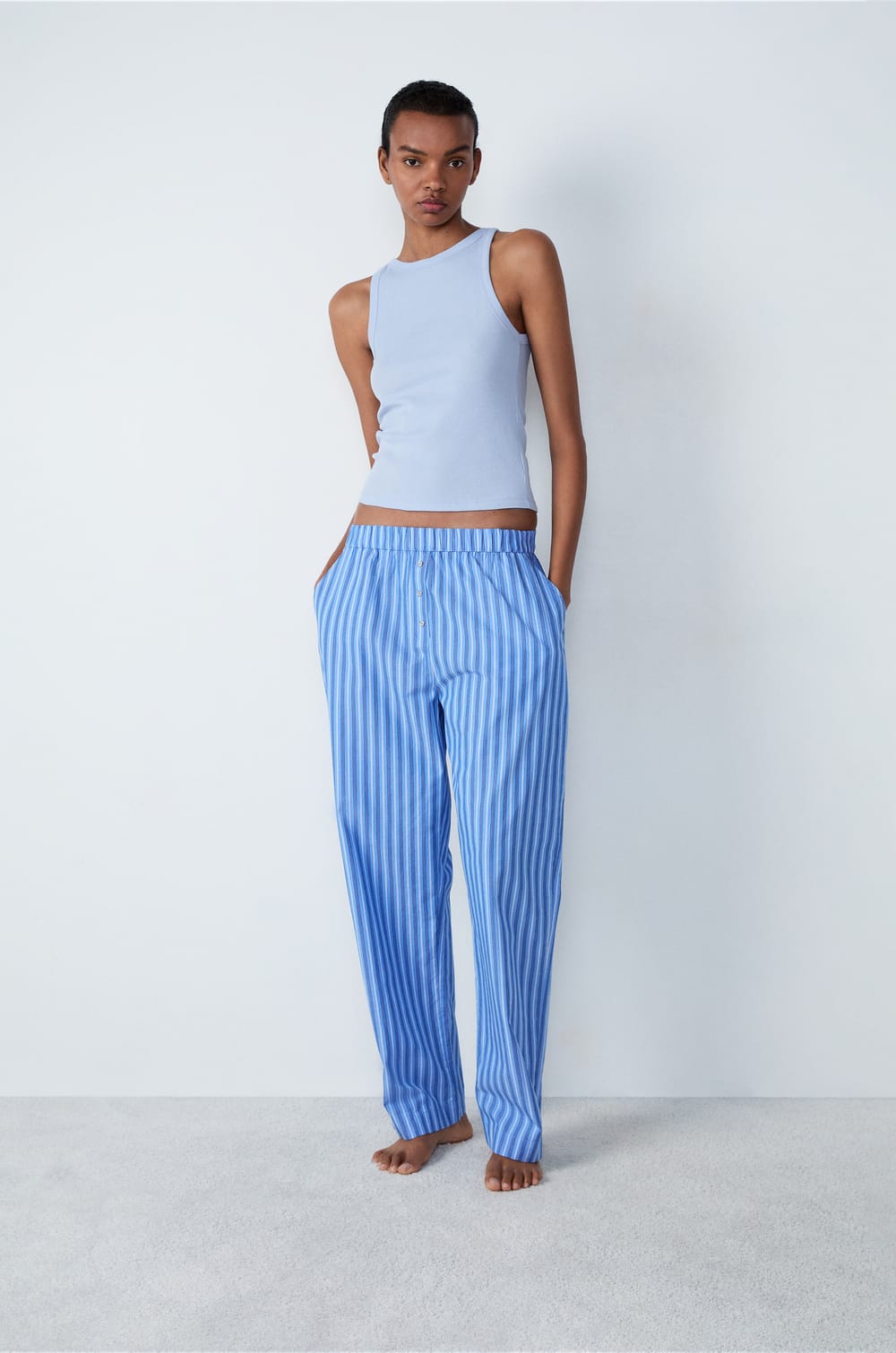 Ribbed Cotton Tank Top;${refinementColor}