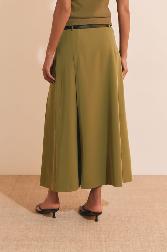 Jupe midi &agrave; pinces;${refinementColor}