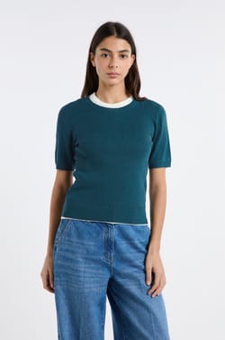 Pull col rond en maille fine pointelle;${refinementColor}