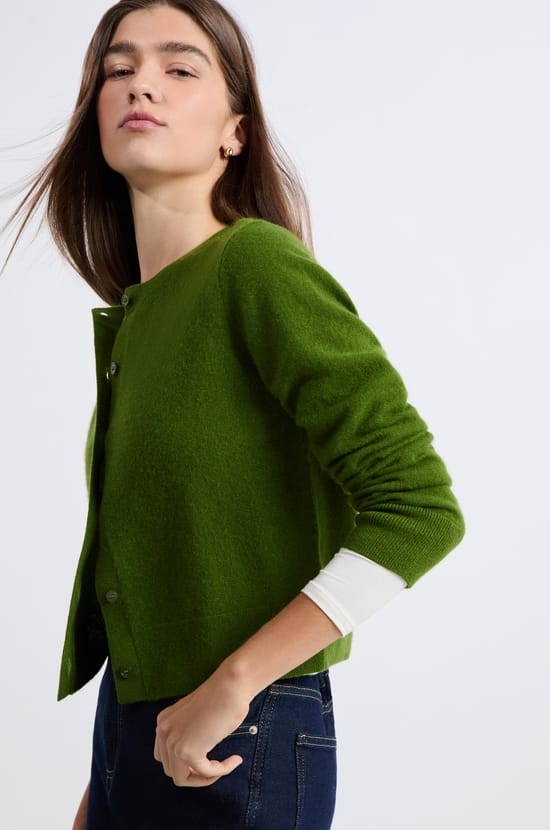 Cashmere cardigan sweater with buttons;${refinementColor}